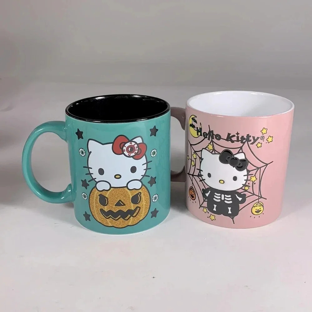 Sanrio HELLO KITTY Halloween mugs pumpkin & spiderweb skeleton costume ceramic